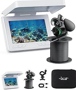 FourQ Underwater Fishing Camera, 220° Ultra-Wide Angle Video Fish Finder with 4.3" HD LCD Monitor, 5000mAh Battery, 65ft Waterproof Cable & IR Night Vision for Ice Lake Boat Kayak Fishing (65FT) product image