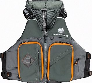Wilderness Systems Fisher Kayaking Life Jacket - Easy Access Zippered Pockets Zippered Pockets - USCG Approved PFD - UL Type 3 Paddle Sports Life Vest - Gray product image