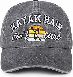 InnoBeta Kayak Gifts, Lake Hats for Women, Kayak Accessories - Kayak Hair Don't Care Baseball Cap Grey product image