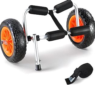 VEVOR Kayak Cart, 250lbs Load Capacity, Foldable Kayak Dolly Aluminum Kayak Wheels with 10'' Solid Tires for Kayaks Carrier Canoes Paddleboard Kayak Trolley Float Mats Jon Boats product image