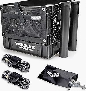 YakGear Kayak Angler Kit Crate – Basic | Complete Kayak Fishing Storage System with Double Rod Holder, Accessory Pouch, Anchor Kit, Utility Leashes & Heavy-Duty Milk Crate product image