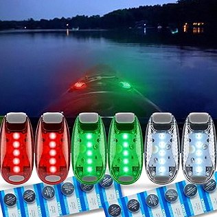 6pcs Navigation Lights for Boats Kayak, LED Safety Light, 3 Types Flashing Mode, Easy Clip-On Kit for Boat Bow, Stern, Mast, Paddles, Pontoon, Kayaking Accessories, Yacht, 12PCS Extra Batteries product image