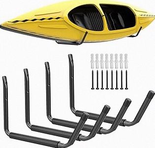 WALMANN Lightweight Kayak Storage Rack, Wall Mount Kayak Hooks for Garage Utility Storage Hangers for Canoe, Surfboard, Skiis, Snowboard, Paddle Board, Ladders product image