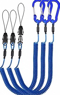 Coiled Lanyards with Carabiner, Ring and Quick Release Detachable Buckle for Fishing Equipment Keys, Cards, Tools product image