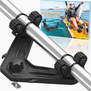 DoubleHeader Kayak Track Paddle Holder, Save Kayak Track Space, Kayak Paddle Clip, Kayak Track Mount Accessories, Kayak Oar/Fishing Net/Gaff Holder for Fishing, Kayak Fishing Accessories product image