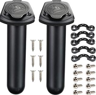2 Pack Kayak Deck Flush Mount Fishing Rod Holders and Cap Cover for Boat, Canoe and Tackle Accessory Tool product image