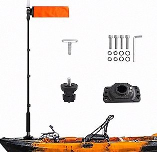360 Degree Kayak LED Lights with Retractable Pole and Orange Visibility Flag, Waterproof Navigation LED Light for Night Kayaking Fishing Paddling, Kayak Accessories product image