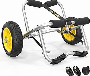 Bonnlo Kayak Cart Canoe Dolly Fishing Kayak Accessories Carrier Foldable Paddle Board Trolley Boat Trailer Transport with NO-Flat Airless Tires Wheels and 2 Ratchet Straps product image